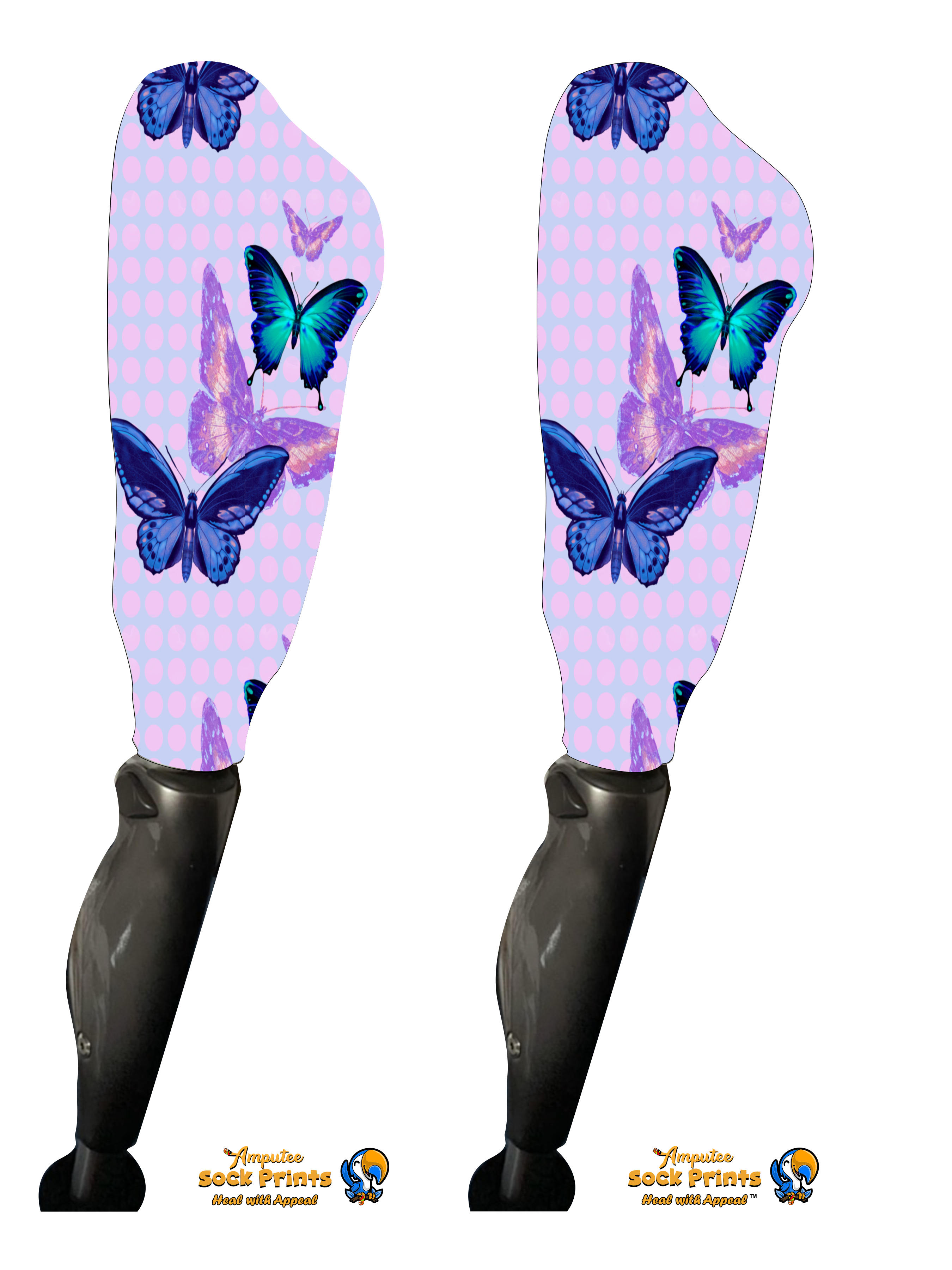 Butterflies Blue and Purple Pattern V1 BOOT PAIR