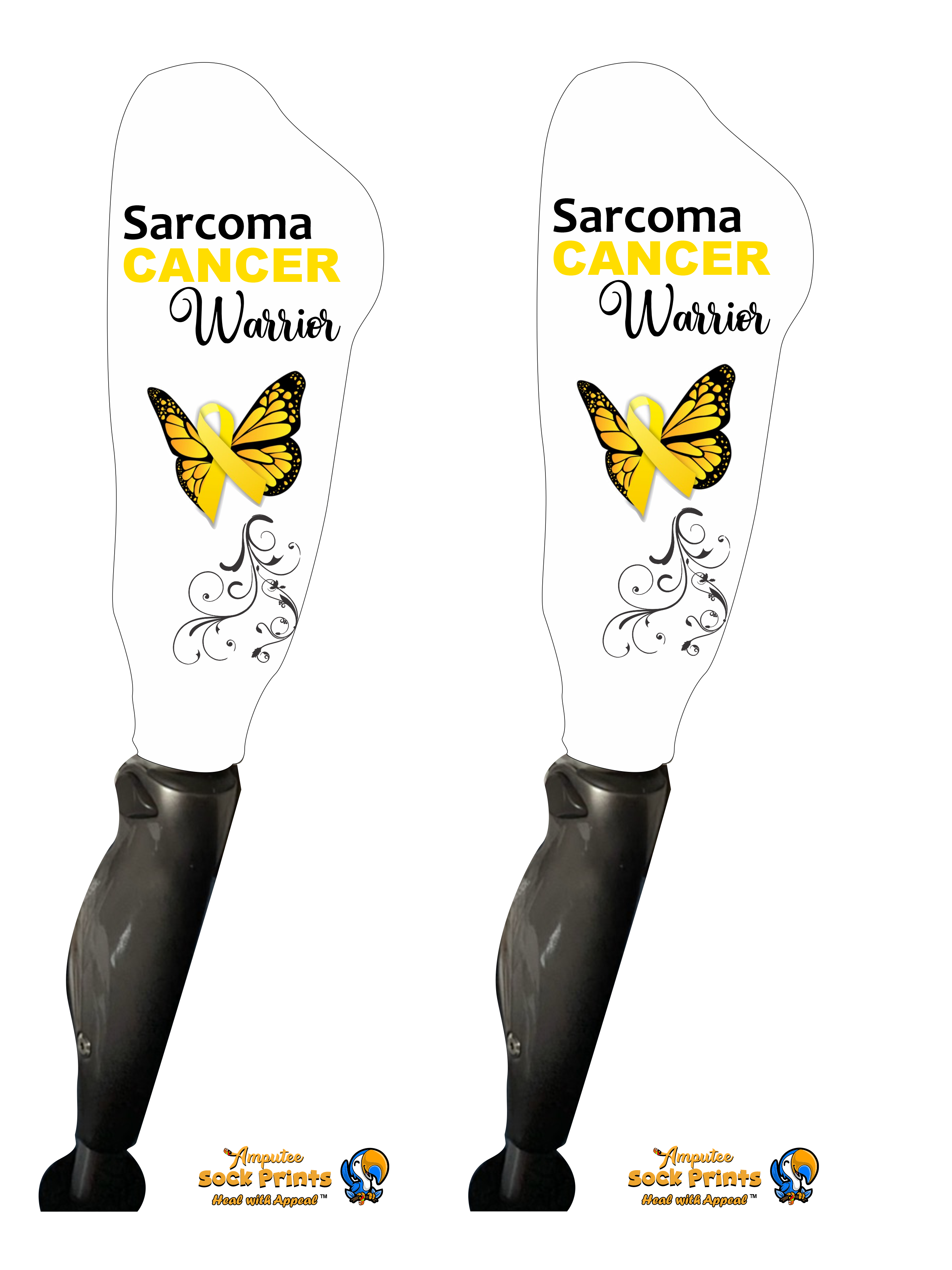 Sarcoma awareness butterfly V1 BOOT PAIR