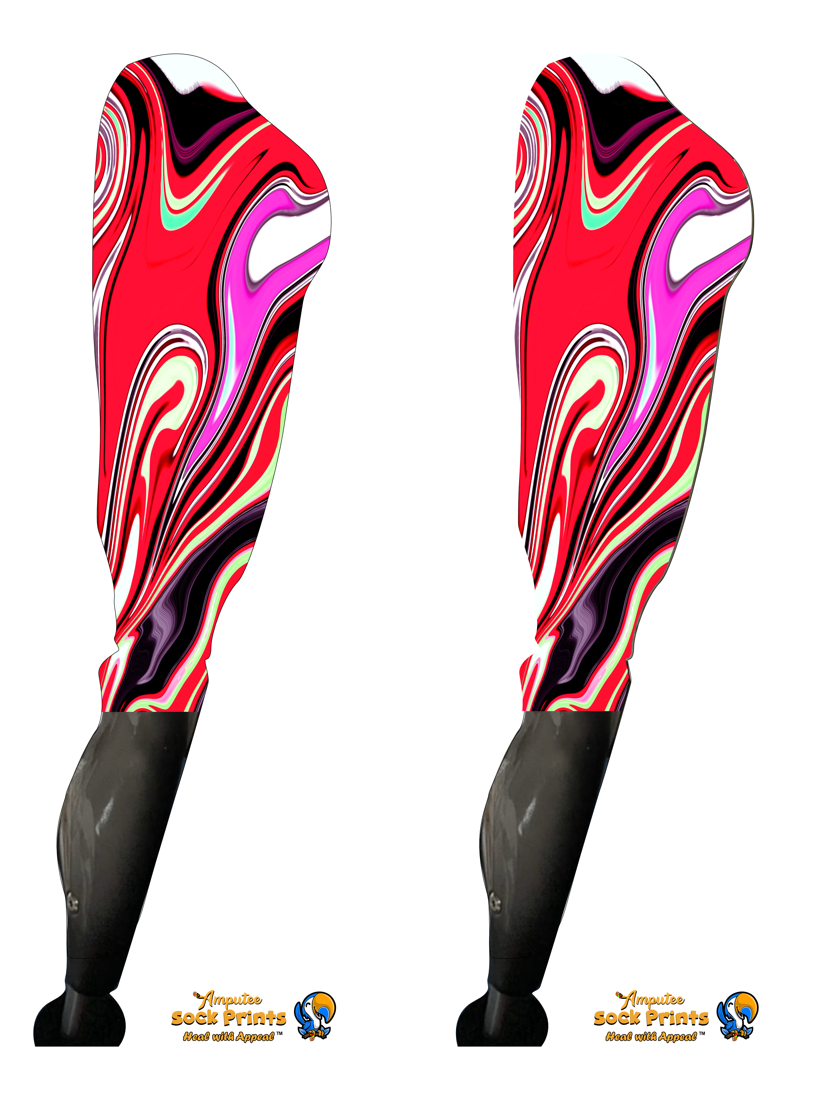 Abstract RedPink swirls V1 BOOT PAIR