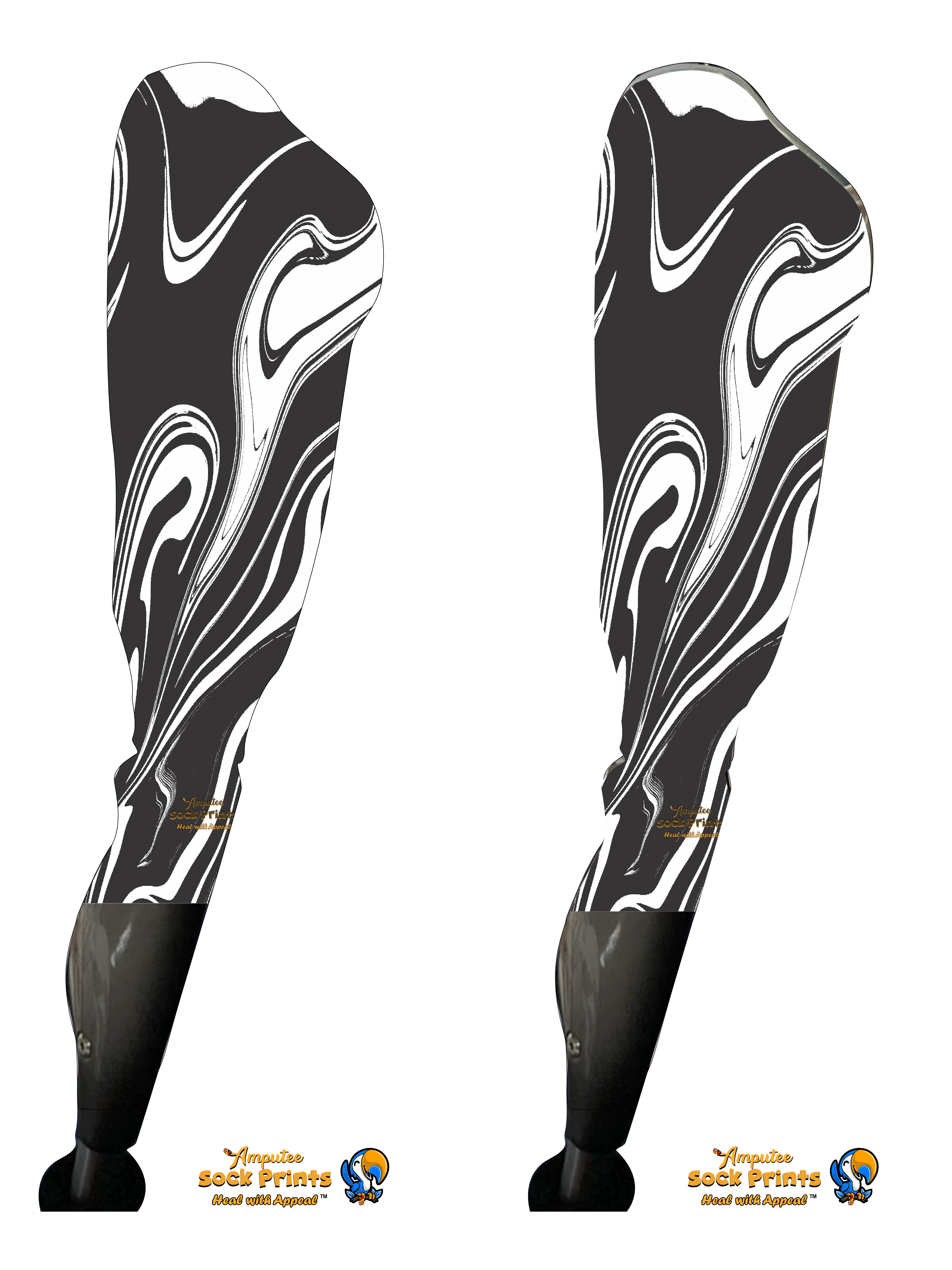 Abstract BW swirls V1 BOOT PAIR