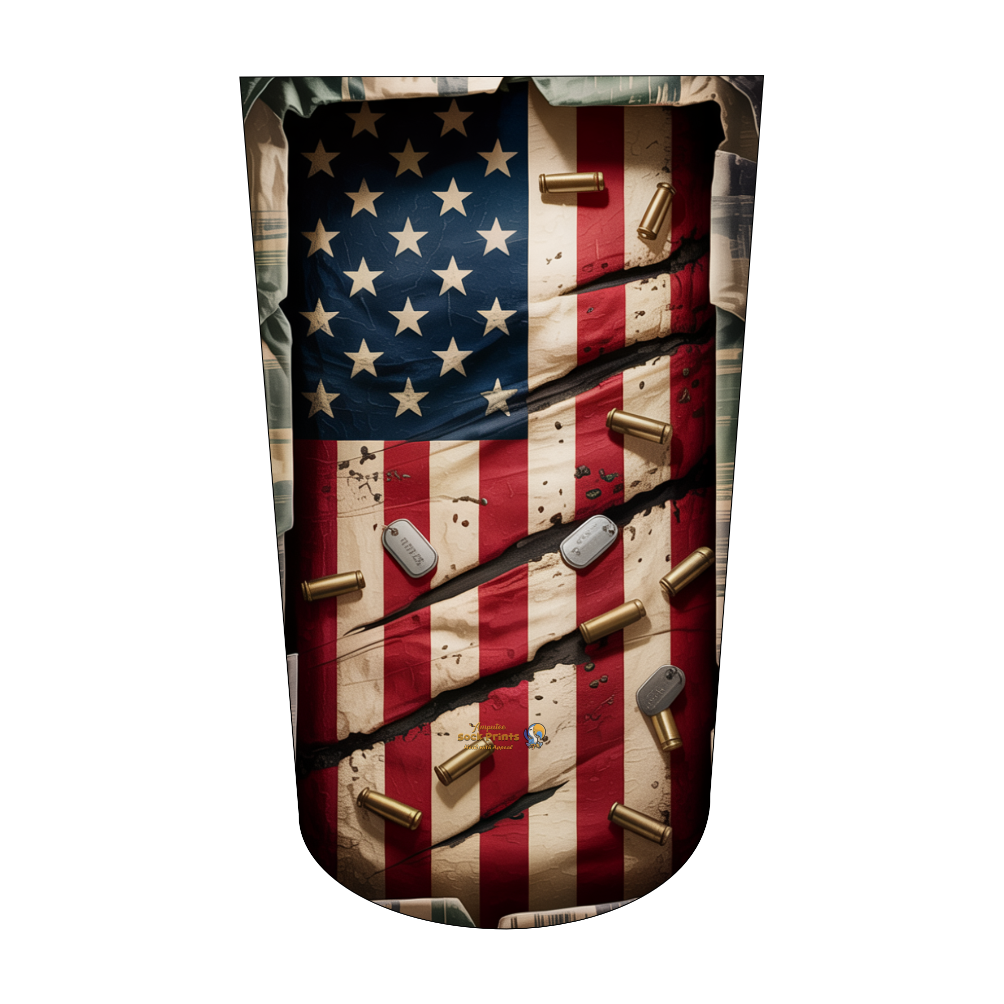 Amputee sock, Rugged flag n bullets V2 BTKA